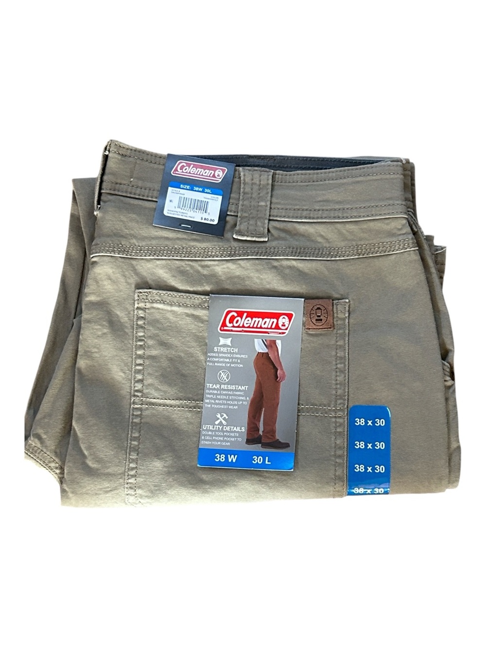 NEW Coleman Men's Tan Utility Pants 38 x 30